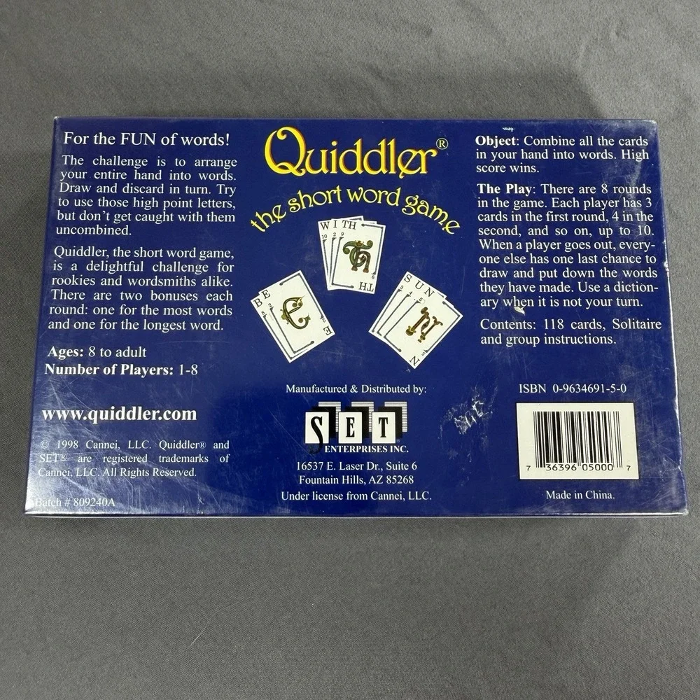 Quiddler Word Game 1998 Set‎ Enterprises New Sealed